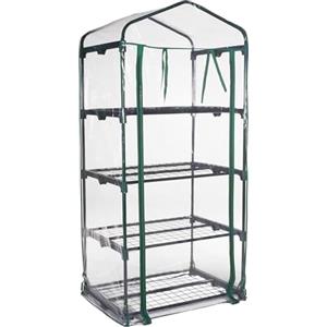 ESTO Serra da Balcone da Giardino, Corpo in Policarbonato e Telo in PVC Trasparente, Adatto per Colture Invernali, Copertura per Piante e Fiori (4 Ripiani)