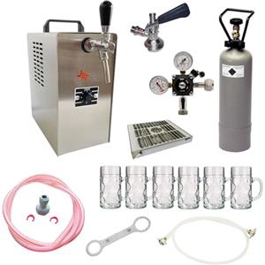 ich-zapfe Set Completo - Spillatore Birra - Jet 30, Dispenser Birra, Macchina per Birra 1-Linea, 35 Litri/h, incl. Bicchieri da Birra Isar 0,3 Litri 6 pz., Keg:Type D