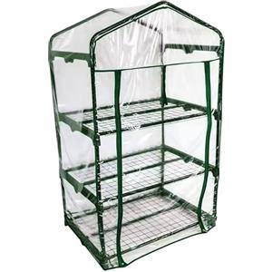 ESTO Serra da Balcone da Giardino, Corpo in Policarbonato e Telo in PVC Trasparente, Adatto per Colture Invernali, Copertura per Piante e Fiori (3 Ripiani)