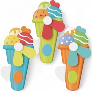 MIJOMA Set di 3 mini ventilatori per bambini e adulti - senza alimentazione e batterie - 14 cm - Gadget estivo, colorato e portatile