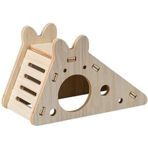 Yuannee Casetta in Legno Naturale per Criceti,Giocattolo Attività Multifunzione con Nascondiglio con Scala e Scivolo per Piccoli Animali Accessori Gabbia Fai da Te per Roditori e Criceti