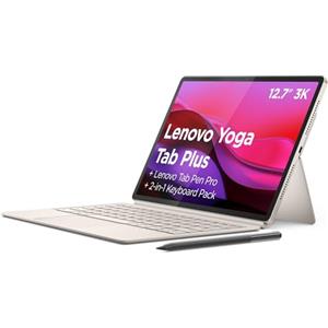 Lenovo Yoga Tab Plus, AI Tablet, Display 3K da 12.7" 144Hz, Processore Snapdragon 8 Gen 3, RAM 16GB, Memoria 512GB, WiFi 6, Tablet Android 14, Tab Pen Pro e Tastiera incluse - Seashell