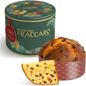 Pasticceria Fraccaro 1932 Panettone Artigianale Classico 1 Kg - Panettone Milanese con Canditi e Uvette, Pasticceria Fraccaro 1932, con solo Lievito Madre, Dolce Natalizio Made in Italy, Linea Latta Regalo