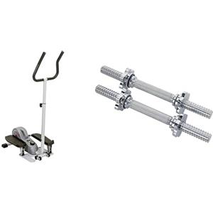 Sunny Health & Fitness Magnetic Underdesk/Standing Portable Ellittical Machine + 35.5 cm Threaded Chrome Dumbbell Bar