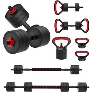 JOROTO Set di manubri regolabili, set di manubri con spine, set di pesi per allenamento 4 in1 per la palestra di casa, bilancieri, Kettlebells, attrezzi per il fitness Push up Stand