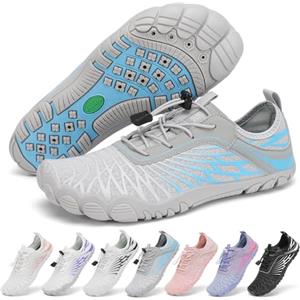 SAGUARO Scarpe Barefoot Minimaliste Donna Scarpette da Acqua Traspiranti Asciugatura Rapida Scarpe da Scoglio Antiscivolo per Bagno Spiaggia Yoga Surf, Grigio, 36 EU