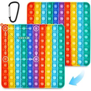 Xaosin Pop It 2 in 1 Popit 20 x 20 cm Poppit 1-100 Push Bubble Toy Fidget Toys Rainbow Multiplication Board Giochi Antistress Giocattolo Sensoriale Educativo Toy per Bambini