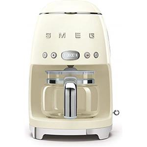 Smeg, Macchina da Caffè Filtro DCF02CREU, Funzione Aroma e Autostart, Caraffa in Vetro Fino a 12 Tazze, 2 Livelli di Intensità, Modalità Keep Warm, 1050W, Panna
