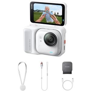 Insta360 GO Ultra Pack Standard Bianco Artico - action cam mini 4K a mani libere, indossabile, superba in bassa luce, montala ovunque, stabilizzazione FlowState, 200 min di carica, bici e corsa