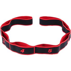 KWKPR Fascia Elastica Fitness, Elastico Fasce di Resistenza, Cinturino per Esercizi con 8 Loops, Yoga Stretching Band, per Yoga, Pilates, Fitness, Stretching, Allenamento, Danza, Rosso