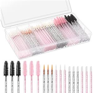 BXVXWKJXKR Kit di 270 applicatori per trucco in cristallo, strumenti indispensabili per truccatori, 100 pennelli per mascara, 100 applicatori per rossetto, 70 eyeliner, con scatola organizer