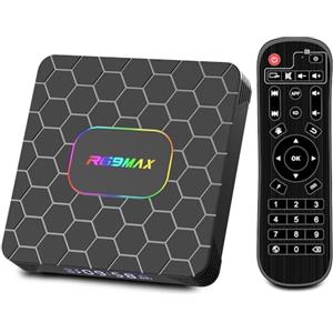 Dulmssxy Android tv box,R69MAX Android 14.0 Smart tv box with 4GB RAM 64GB ROM RK3528 Quad Core ARM Cortex A53 Mali-450 GPU Support 8K 3D 1080P 2.4/5.0GHz WIFI BT5.0 10/100M Ethernet DLNA HDMI2.0 USB3.0 H.265