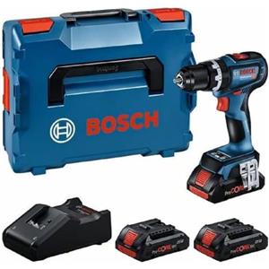 Bosch Professional 18V System Trapano con percussione a batteria GSB 18V-90 C (2.100 giri/min, motore brushless, incl. 3 batterie ProCORE 4.0Ah, caricabatteria GAL 18V-40, in L-BOXX)