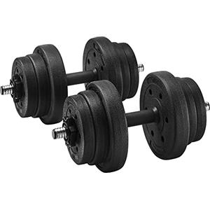 SONGMICS Set di 2 Manubri, con Barra per Manubrio in Acciaio, 2 x 10 kg, Allenamento, Fitness, Sollevamento Pesi per Casa, Palestra, Nero Inchiostro SYL20HV1