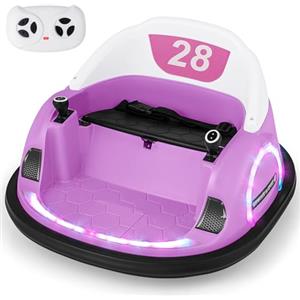 COSTWAY 12V Autoscontro Elettrico per Bambini, Macchina Elettrica Cavalcabile con Telecomando, Luci Musica e Imbottitura Anti-collisione, Auto a Scontro per Bambini 18 Mesi + (Rosa)