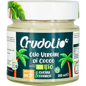 CRUDOLIO - Olio Di Cocco Vergine Bio 200ml. | Spremuto a freddo | Crudo, puro e 100% naturale | Keto | Vegan | MCT