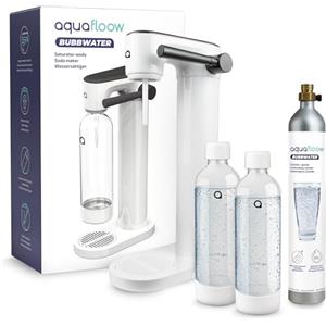 Aquafloow Gasatore per Acqua con Cilindro CO2 e 2 Bottiglie da 800 ml senza BPA - Macchina per Acqua Frizzante senza Elettricità - Design Elegante per Casa o Ufficio