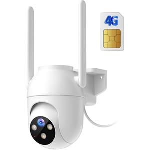 SIIOOE 4G LTE Telecamera Esterno con Sim Interno: 2K HD Videosorveglianza Visione Notturna Colori - Videocamera Sorveglianza Esterno PIR Rilevazione Movimento IP66 Telecamere - Cablato