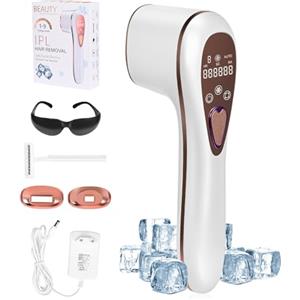Niktulo Epilatore Luce Pulsata con Ghiaccio,3 in 1 HR/SC/RA, 9 Livelli di Energia Max 21J, Epilatore a luce pulsata IPL,Luce Pulsata 999,999, Epilatore Laser per Donna,Uomo,Viso,Bikini,Corpo
