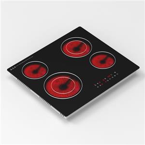 Borrallio Piano cottura elettrico da 60 cm, fornello elettrico a 4 zone per cucinare piano cottura in ceramica da incasso 4 anelli 6500W, piastra riscaldante a infrarossi con timer, blocco di