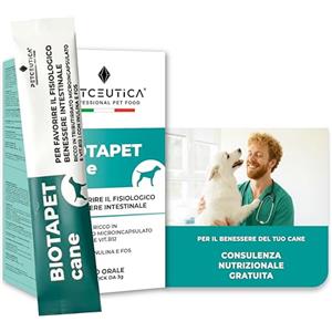 PETCEUTICA BIOTAPET Fermenti Lattici Cane Probiotici e Prebiotici - Integratore Diarrea e Feci Molli - Probiotici per Cani Prurito e Flora Intestinale - Tris-Biotico Clinico 15 Bustine Made in Italy