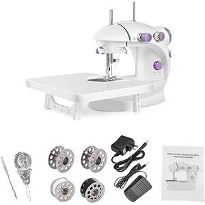 MCHERRY Mini macchina da cucire per principianti, macchina da cucire elettrica portatile a doppia velocità con tavolo di prolunga, leggera, kit da cucito per casa, macchina da cucire automatica da viaggio