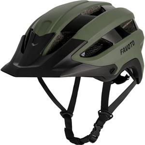 Favoto Casco MTB Uomo Donna - Caschi da Bici Leggero con Visiera Rimovibile Omologato CE Tripla Protezione Taglia Regolabile L 59-61cm Traspirante per Bicicletta da Strada Montagna Nero