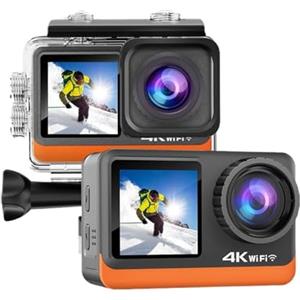 AYJYZHIAG Macchina fotografica di azione 4K Ultra HD 4K Doppio schermo 2.0 WiFi 170D 16MP Subacquea 30M Casco impermeabile Cam Camera 4K Macchina fotografica sportiva