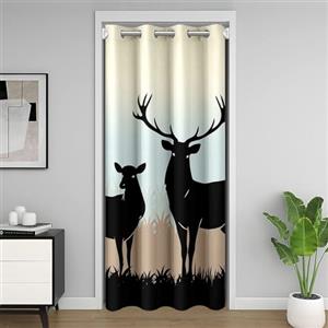 Loussiesd Carino cervo 150 x 203 cm armadio copertura porta tenda cervo caccia porta tenda per porta privacy bambini ultra morbido corna divisorio tenda copertura Western Farmhouse blu nero trattamenti decoraz