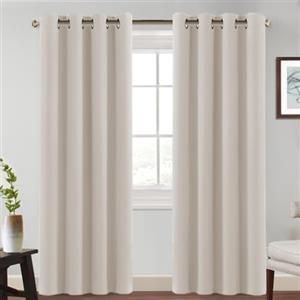BellaHills Tende Oscuranti per Interni con Anelli 2 Pezzi 140L x 260A cm Tende Termiche per Soggiorno e Camera da Letto per Salotto Moderne Tenda Fonoassorbente, Bianco Avorio