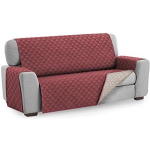 textil-home Textilhome Copridivano Malu 3 Posti (160cm) - Salvadivano Trapuntato Reversibile Universale, Protezione Antigraffio, Fodera Imbottita per Divano, Colore Rosso