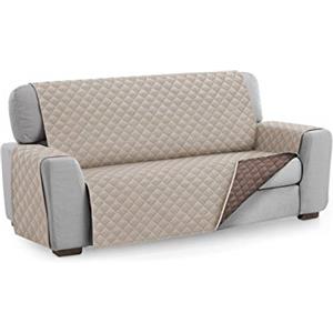 textil-home Textilhome Copridivano Malu 3 Posti (160cm) - Salvadivano Trapuntato Reversibile Universale, Protezione Antigraffio, Fodera Imbottita per Divano, Colore Beige