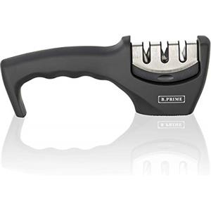 B.PRIME Affilacoltelli CLASSIC, affilatrice a 3 livelli, carburo di silicio per una lavorazione al grezzo, acciaio al tungsteno per un risultato intermedio, pietra di ceramica per l'affilatura fine