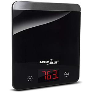 Green Blue GB171 Bilancia digitale da cucina con display a LED, bilancia elettronica fino a 5 kg min 1 g funzione tara, colore nero