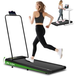Cozary Tapis Roulant Elettrico con 8% Inclinazione, 4 in 1 Salvaspazio-Treadmill Pieghevole, 8km/h Walking Pad, Motore 2.5HP Potente, App e Telecomando, Display LED, Tapis Roulant Sotto Scrivania