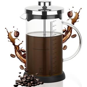 lompyeu French Press, 600ml French Press Caffettiera Adatta per la Casa o in Viaggio