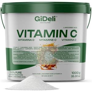 GiDeli Polvere di vitamina C ad alto dosaggio 1000 mg 1kg acido ascorbico puro supporto del sistema immunitario