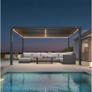 PURPLE LEAF Pergola Bioclimatica in Alluminio 3 x 4,25 m, Gazebo da Giardino Esterno Impermeabile con Lame Orientabili e LED, Pergola Giardino Esterno per Terrazza, Esterno e Carport, Grigio