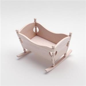 Quintrost Miniatura casa delle bambole, letto a dondolo per bambini, decorazione per la casa delle bambole, 1:12, letto simulato in legno, mini ornamento modello, giocattolo per mobili per bambole