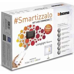 BTicino Kit Luci Connesse Livinglight Smart SL3601KIT - Controllo tramite App, Alexa, Google e Siri, 1 Gateway Nero e 3 Deviatori Antracite