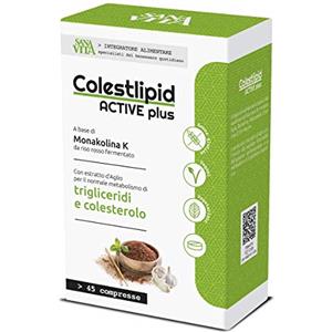 Sanavita Colestlipid Active Plus Integratore Alimentare con Monakolina K da riso rosso fermentato e con estratto d'aglio 45 comresse - Senza glutine
