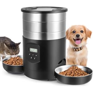 Yapasopu Distributore Automatico Cibo Gatti, 5L Mangiatoia Automatica Gatti con Porzioni e Timer Programmabili, Dispenser Crocchette Gatto con Doppia Alimentazione
