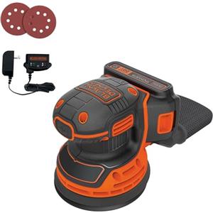 BLACK+DECKER Levigatrice orbitale 20 V MAX, senza fili, 12.000 OPM, 2 fogli di carta vetrata, batteria e caricabatterie inclusi (BDCRO20C)