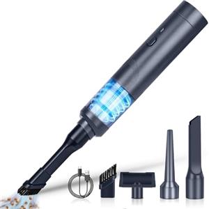 Uadme Aspirabriciole Senza Fili Potente 5000Pa, Ricaricabile Aspirapolvere Portatile con Funzione Soffiaggio/Sottovuoto, 7,4V 3,6Ah Batteria, per Auto Casa Animali Domestici e Ufficio (Nero)