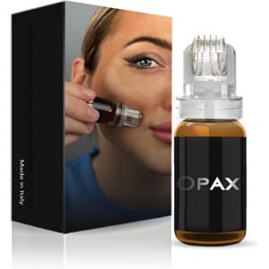Opax Dermaroller 0.25 mm Per Microneedling Viso, Skin Care - Siero 10ml Con Acido Ialuronico Viso, Coenzima Q10, Collagene E Acido Ialuronico, Elastina - Made In Italy