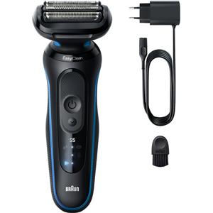 Braun 52-B1000S - Rasoio Elettrico Wet & Dry con Testina a 3 Elementi, Impermeabile e Senza Fili, Colore Blu