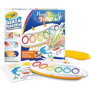 Crayola Color Wonder MagiPennello Luminoso - Set di Pittura Senza Macchia con Pennello Luminoso e 6 Tamponcini di Colore per Bambini dai 3 Anni