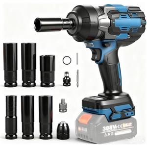 LIROPAU Avvitatore a Impulsi Brushless, 1/2 1700Nm Chiave a Urto Elettrica compatibile con Makita 18V, Coppia Elevata Avvitatori a Massa Battente con 6 bussole, Trapano Batteria per Auto e Casa
