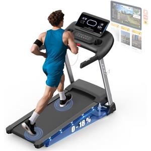 Kitopa Tapis Roulant Professionale, Tapis Roulant Pieghevole da 7 CV con Livelli di Inclinazione del 18%, 20KM/H(12 MP/H), Compatibile con App, Capacità di peso 180KG,Display LED, Sensore di