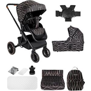 BabyVoyage passeggino 2 in 1, passeggino reversibile, Ruota rotante a 360°, Passeggino con chiusura veloce, passeggino fronte mamma-vie 0-48 mesi Fino a 26 kg-Oro nero